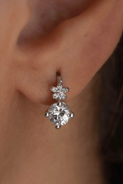 Zircon Flower Hoop (06) Earring