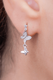 Zircon & Plain Butterfly Earring