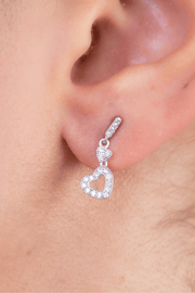 Zircon Double Heart Chain Earring