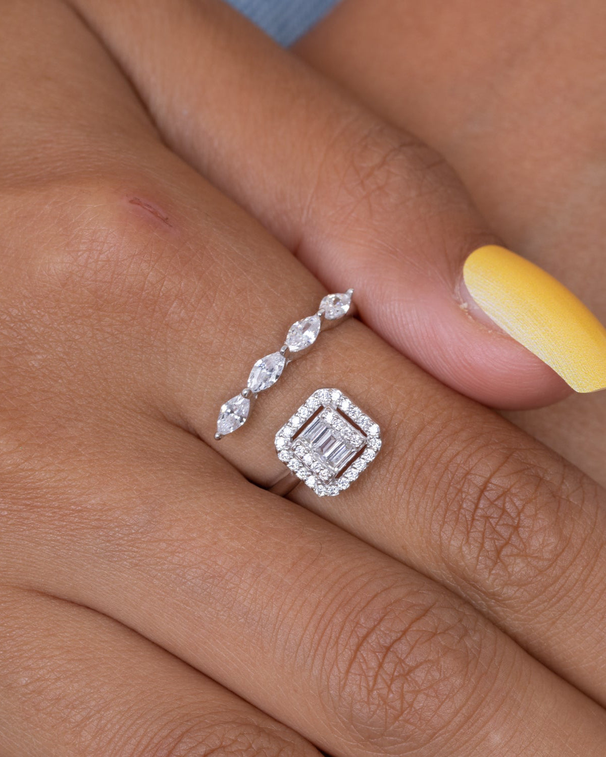 Zircon Square & Ovals Ring
