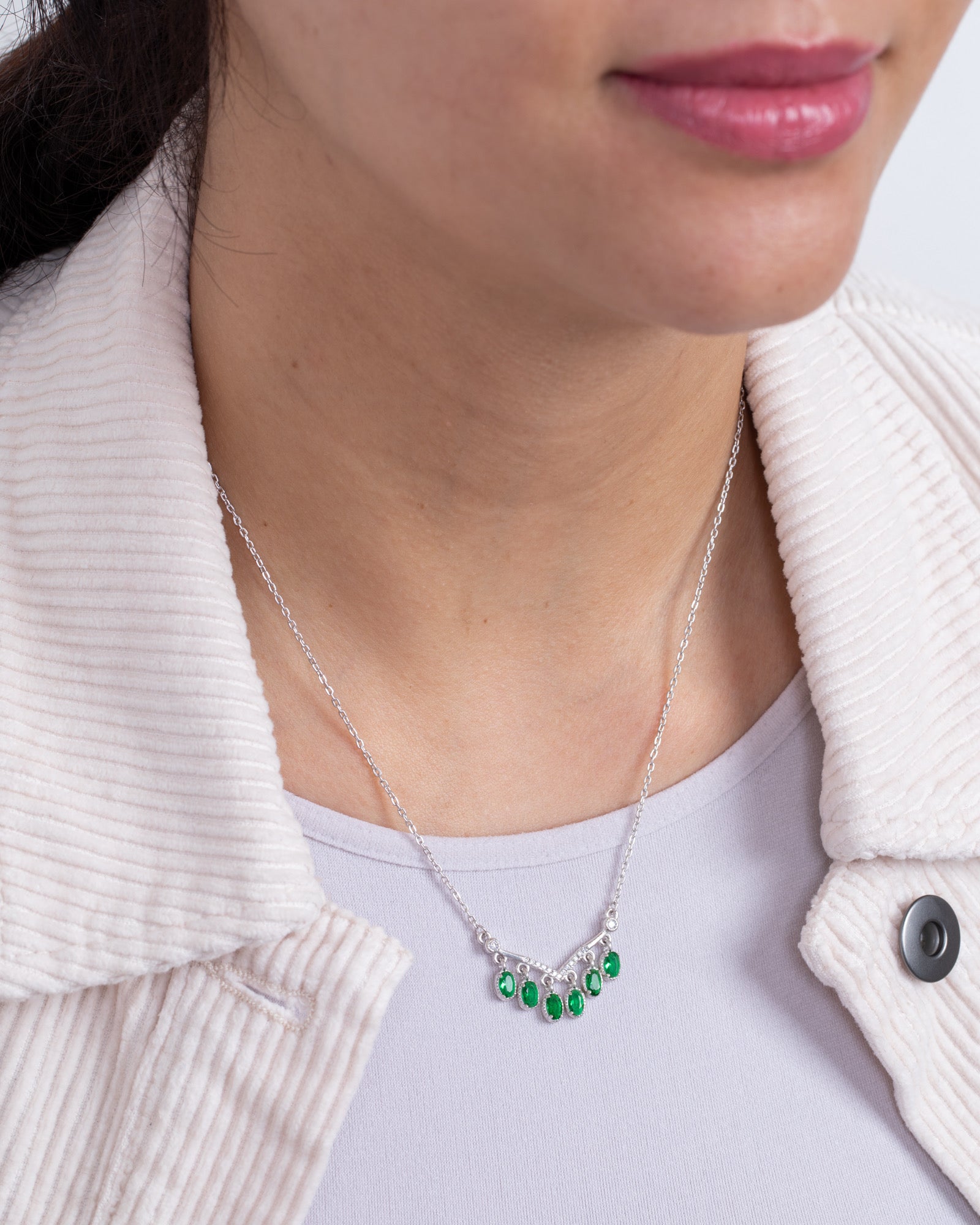 Zircon Ovals Green Necklace