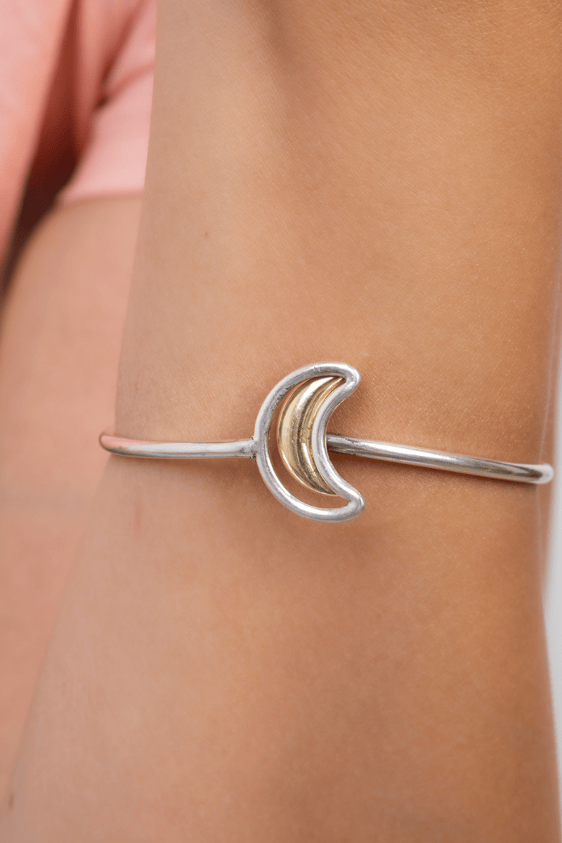 Plain Crescent Gold Plated Bangle