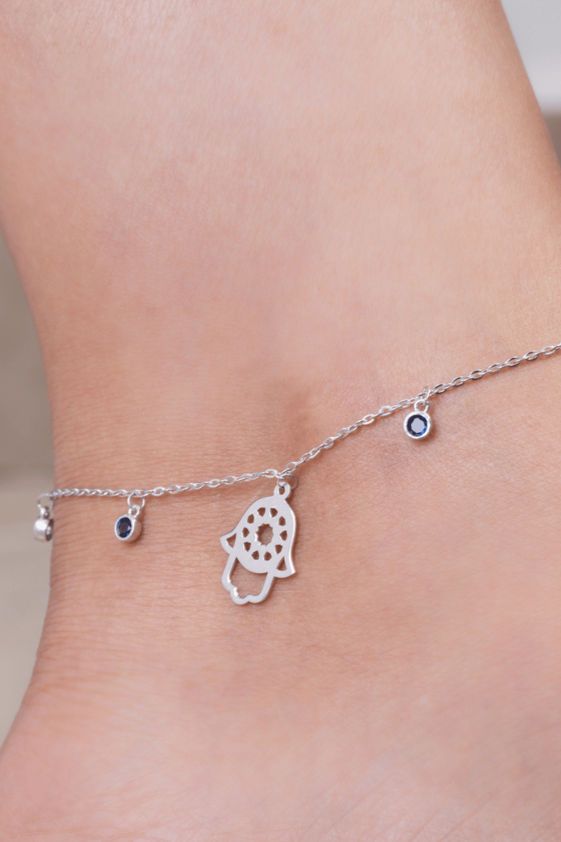 Zircon Blue & Hand (01) Anklet