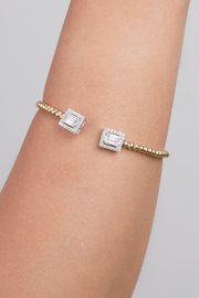Double Square Gold Plated  Balls Bangle