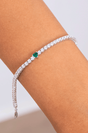 Zircon Green Heart Tennis (03) Bracelet