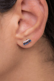 5 Zircons Blue Earring