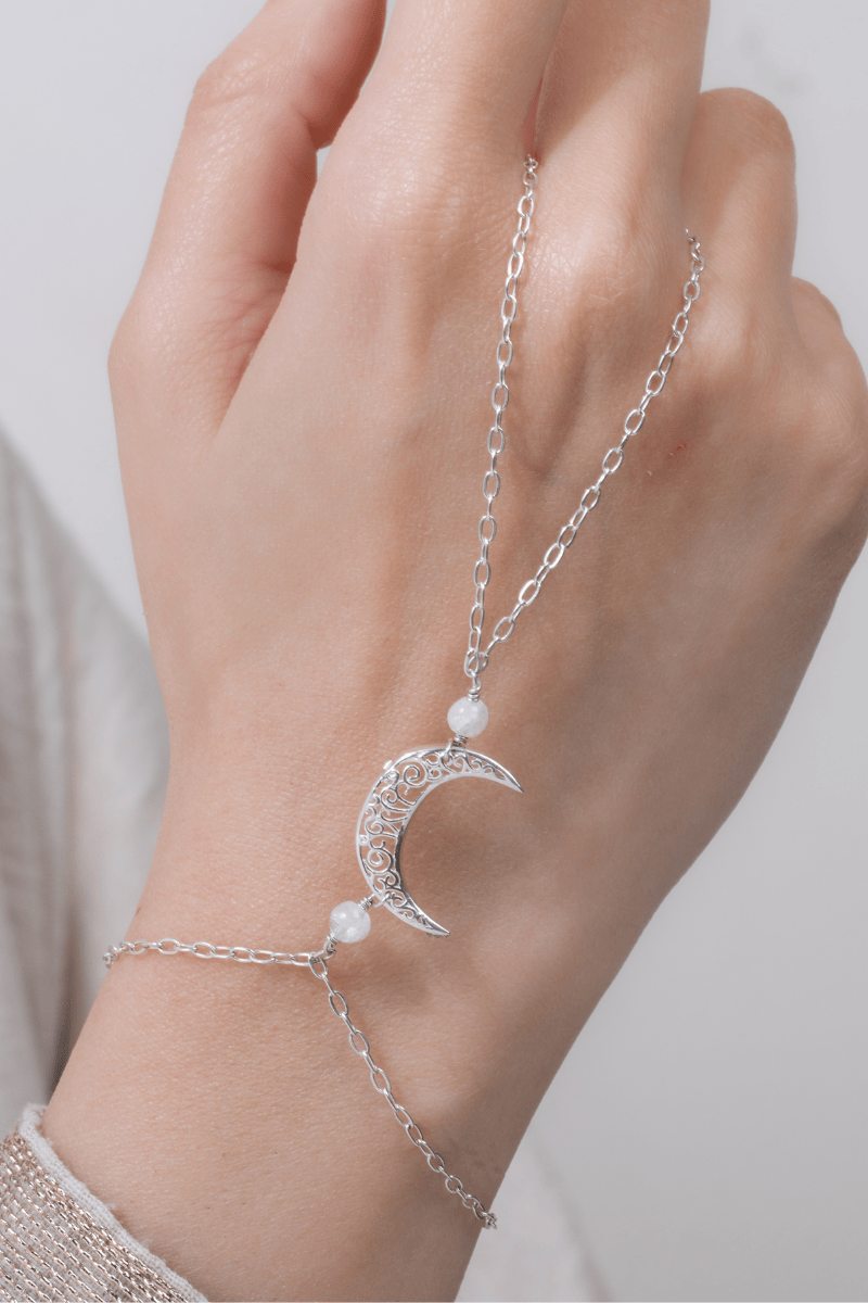 Moonstone Crescent Handchain