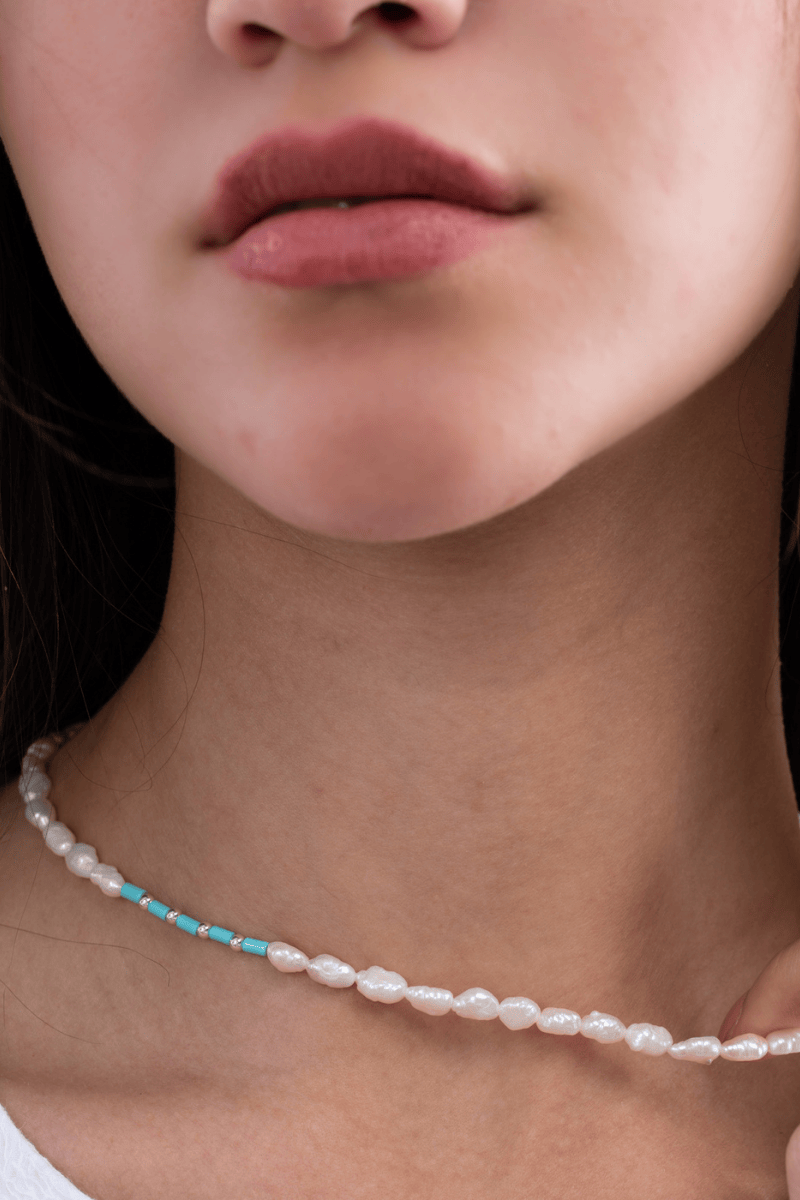 pearl&turquoise necklace
