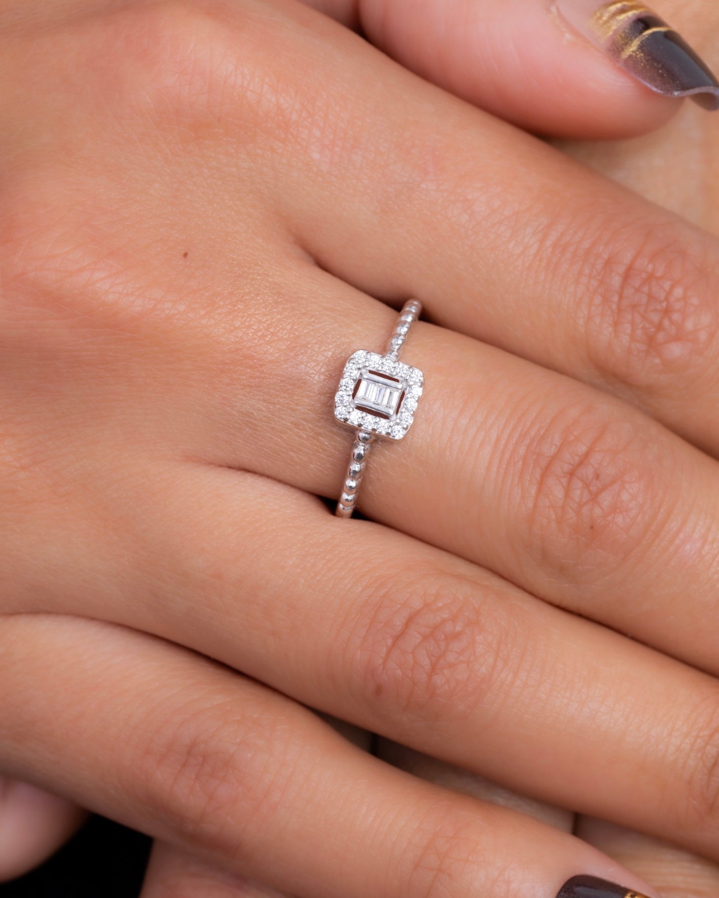 Zircon & Balls Diamond Ring