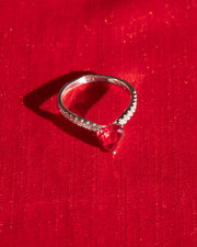 Zircon Red Single Heart Ring