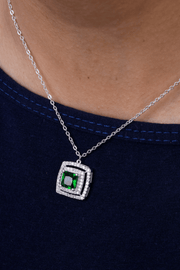Zircon Square Green Necklace
