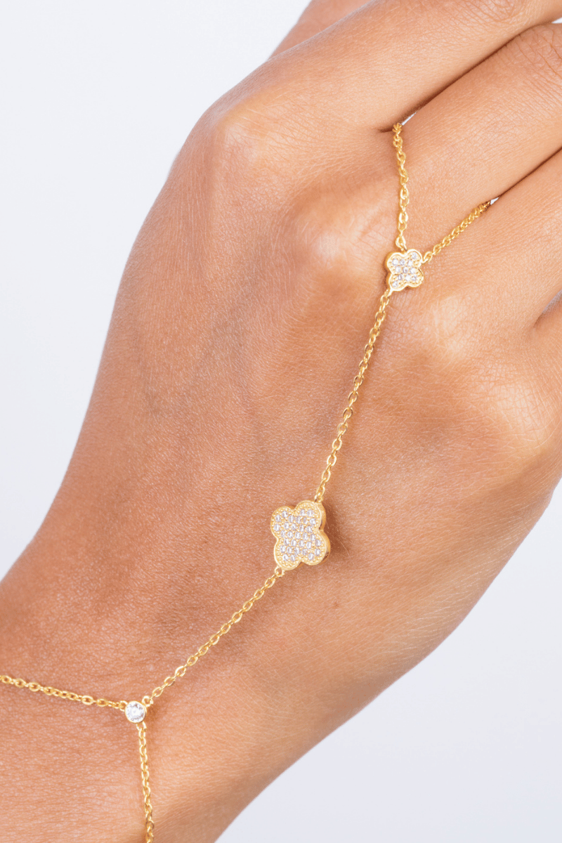 Zircon Flowers (01) Gold Plated Handchain