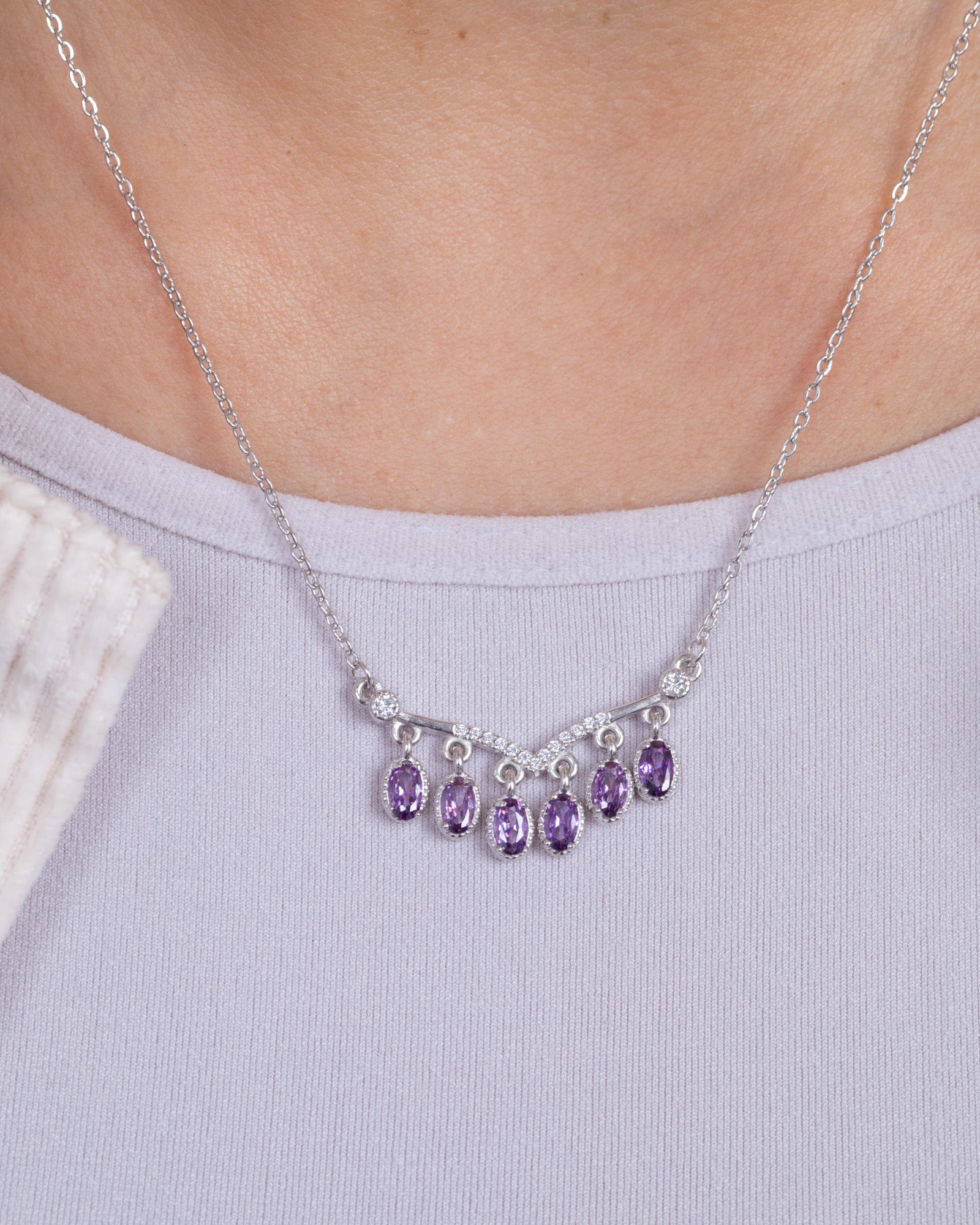 Zircon Ovals Purple Necklace