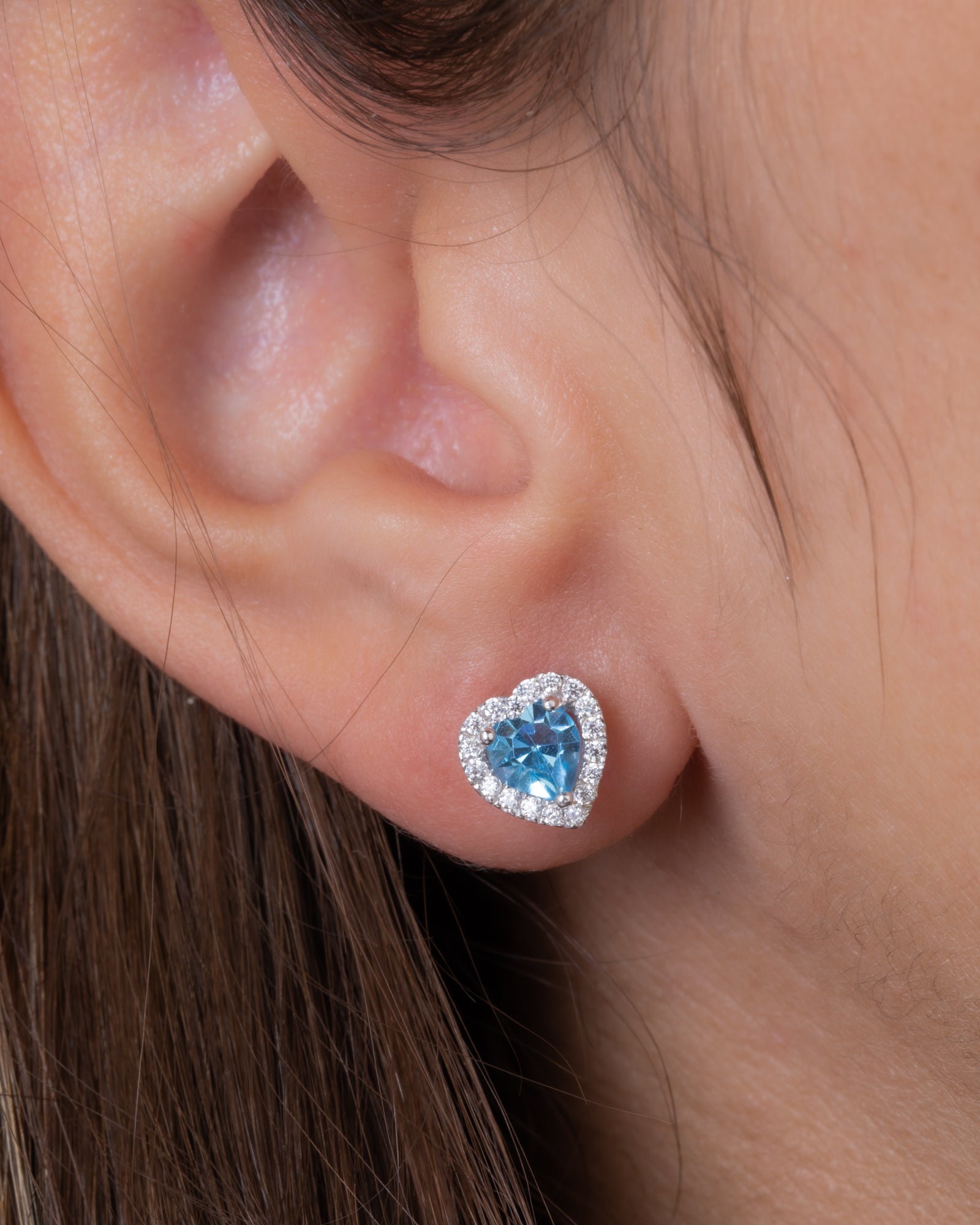 Zircon Aqua Heart Earring