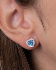 Zircon Aqua Heart Earring