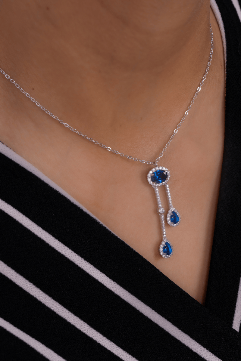 Zircon Oval (06) Blue Necklace