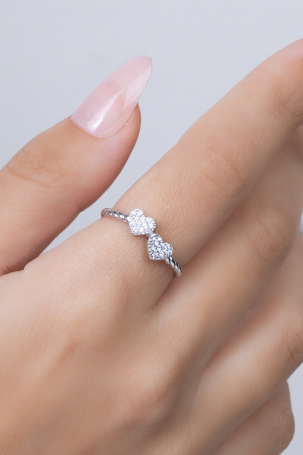Zircon Double Heart Ring