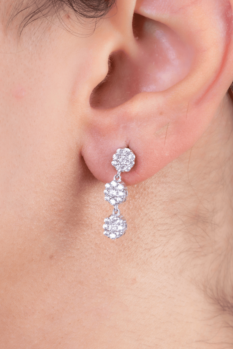 Zircon Triple Flowers Earring