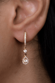 Zircon Oval Hoop Gold Plated Earring