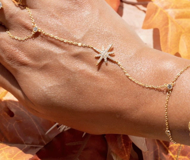 Zircon NorthStar Gold Plated Handchain