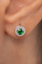 Zircon Circle Green Earring