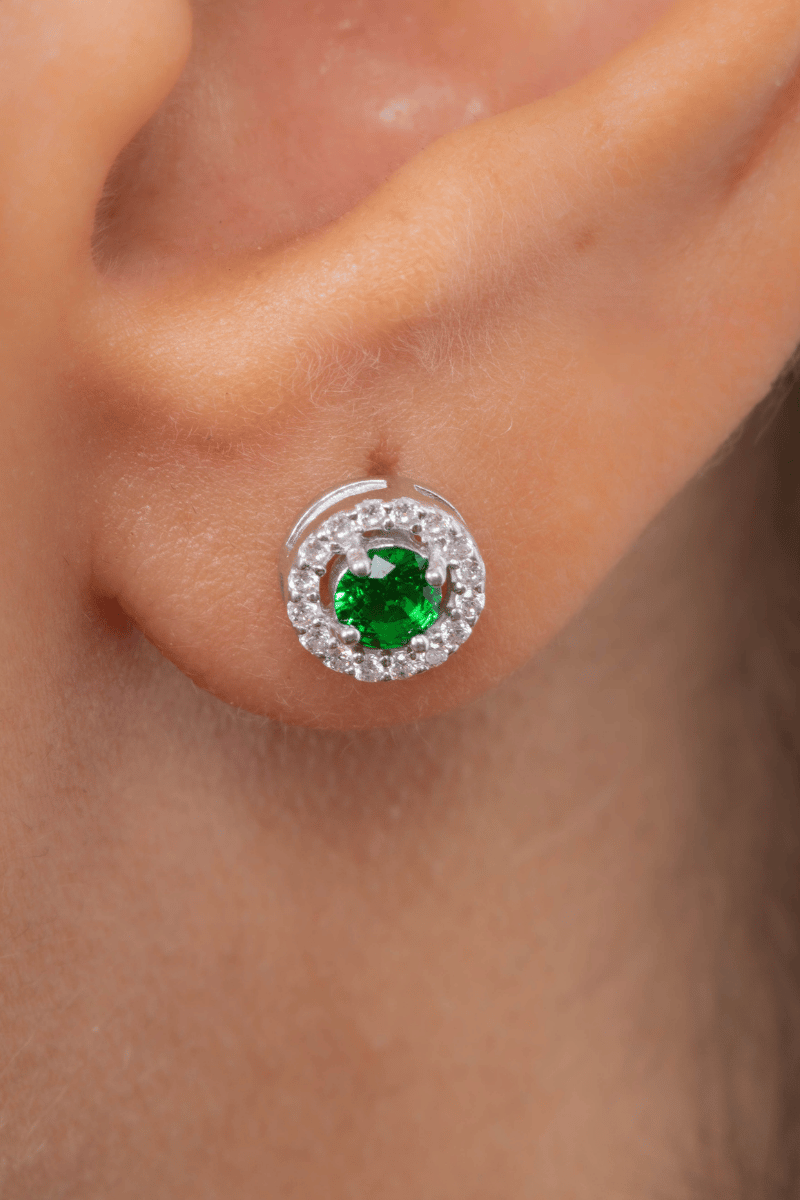 Zircon Circle Green Earring