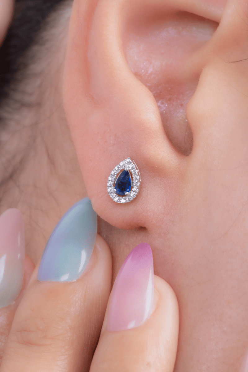Oval Zircon (01) Navy Earring
