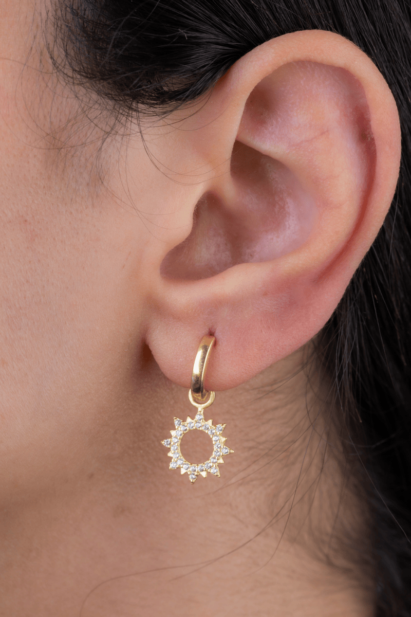 Zircon Sun Hoop Gold Plated Earring