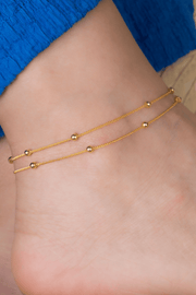 Balls Double Layer Gold Plated Anklet