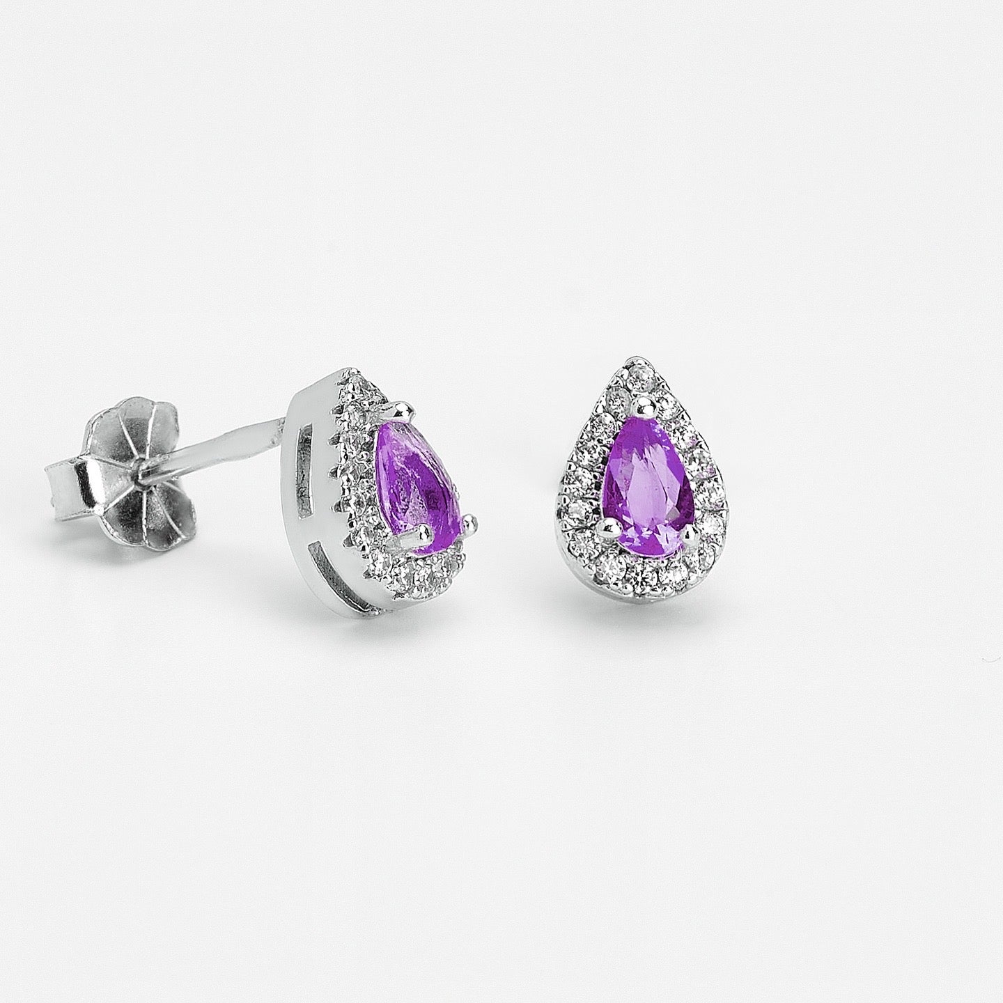 Oval Zircon (01) Purple Earring