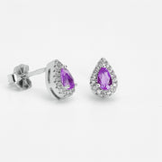 Oval Zircon (01) Purple Earring
