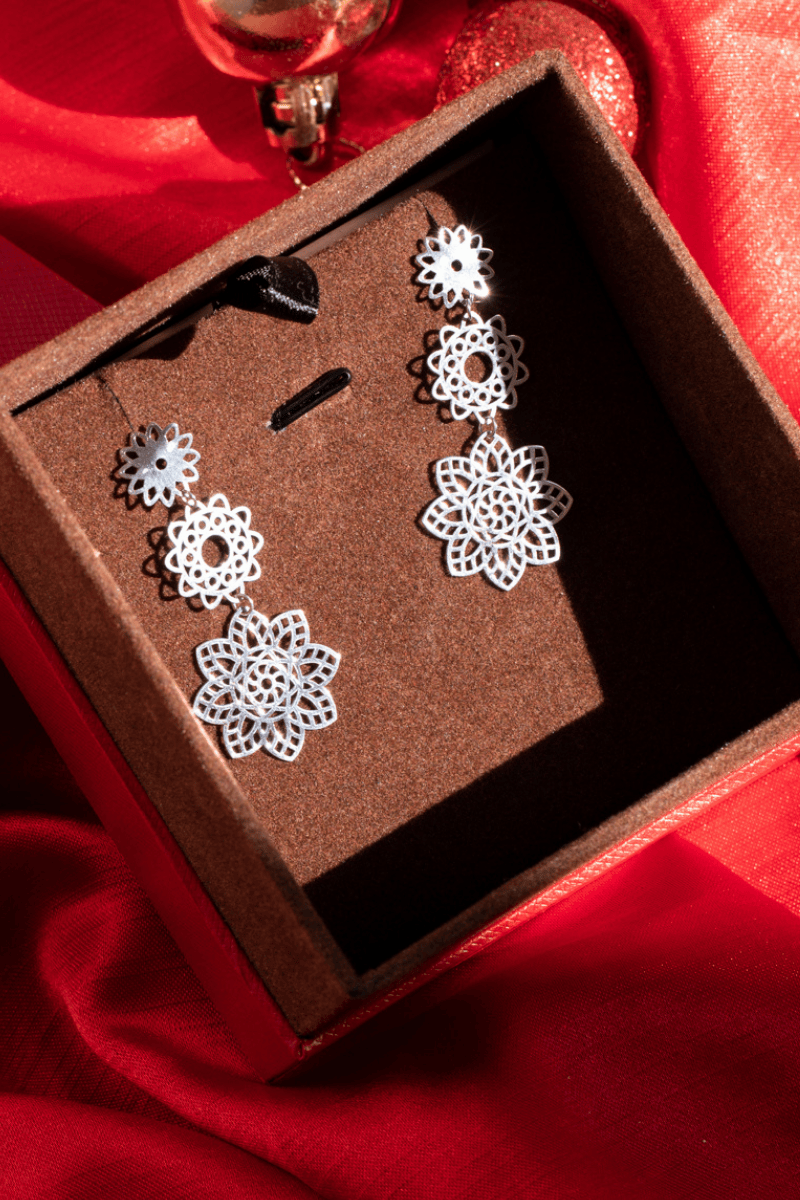 Three Layers Tex Flower (01) Earring