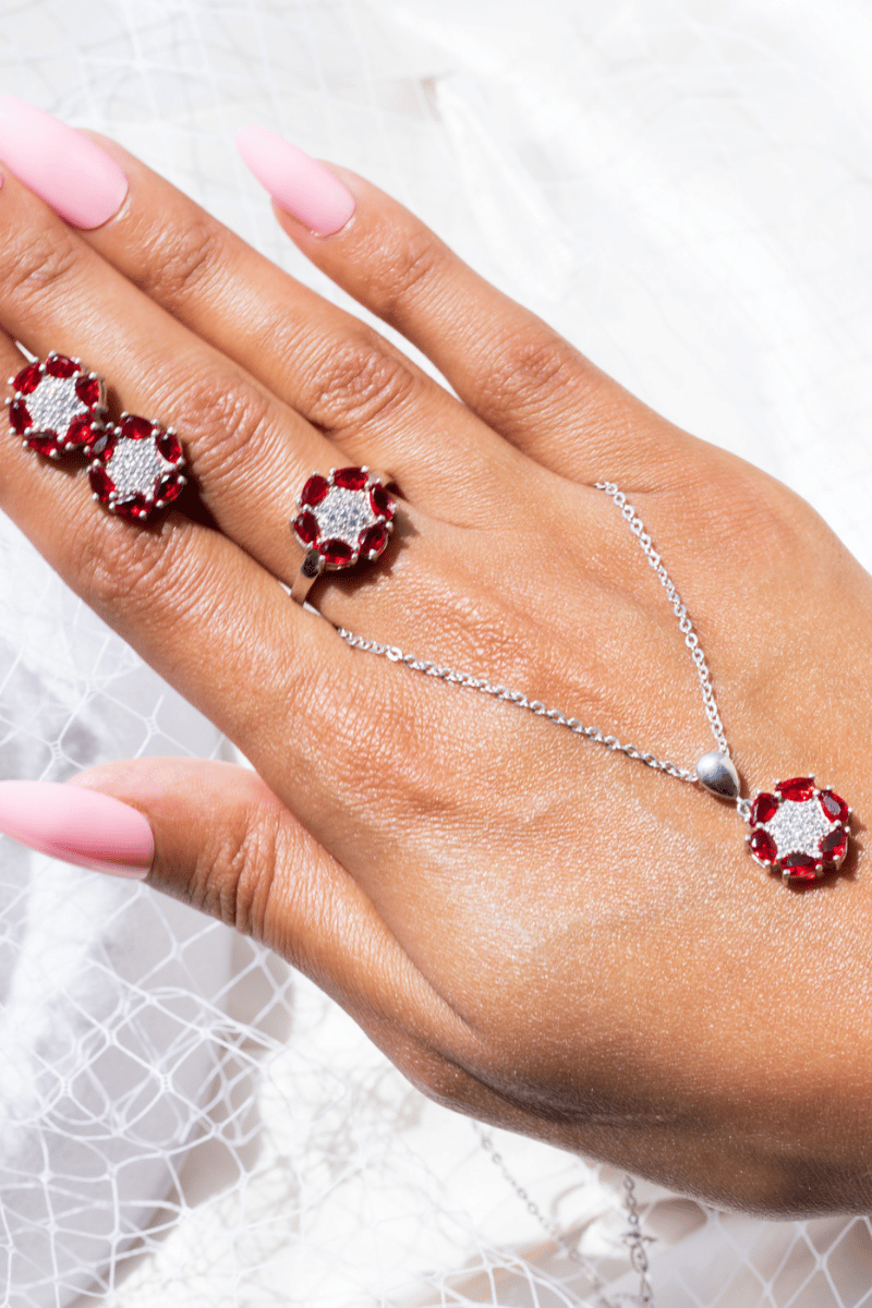 Zircon Flower Red Set