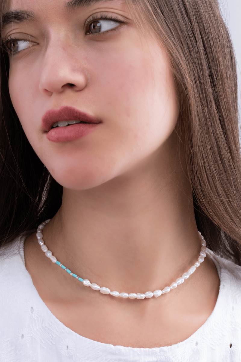 pearl&turquoise necklace