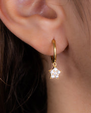Zircon Star Hoop Gold Plated Earring