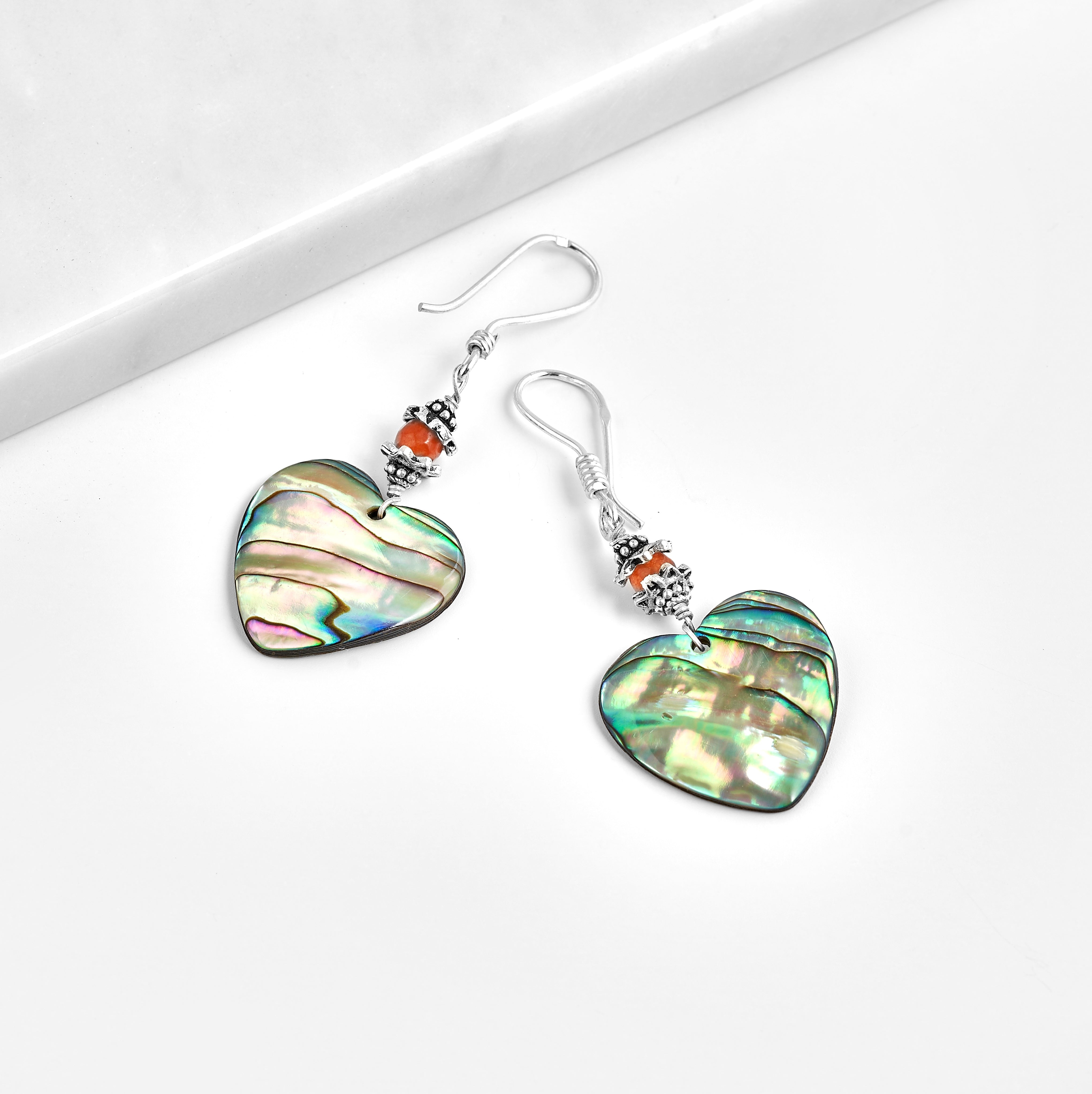 Green Sadaf Heart Earring
