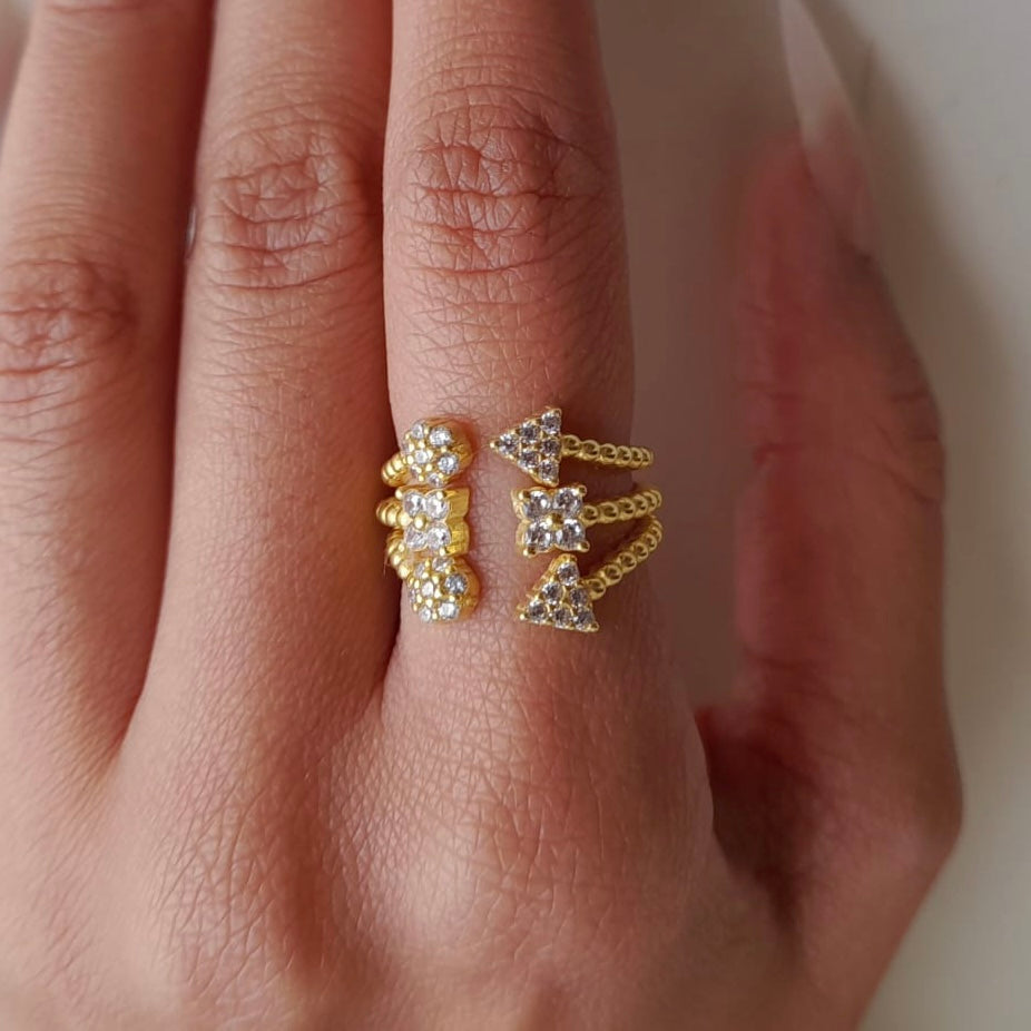Zircon Shapes Gold Plated Ring