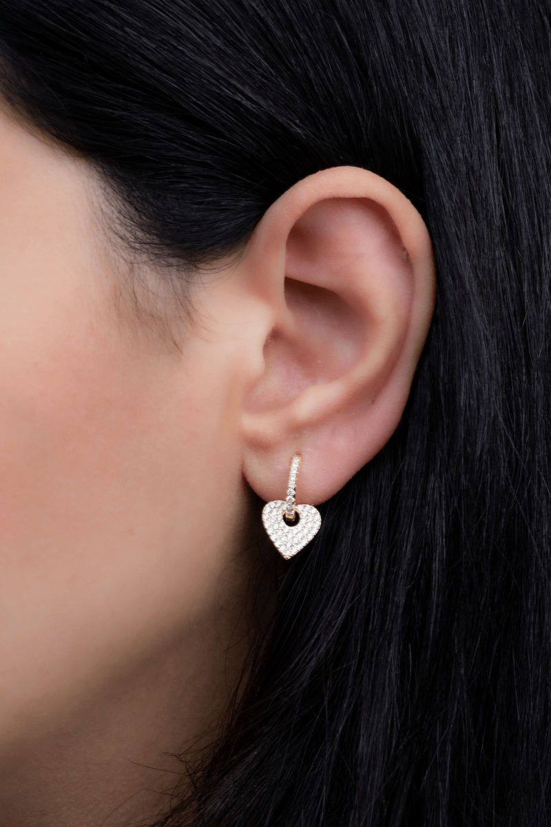 Zircon Heart Hoop Gold Plated Earring