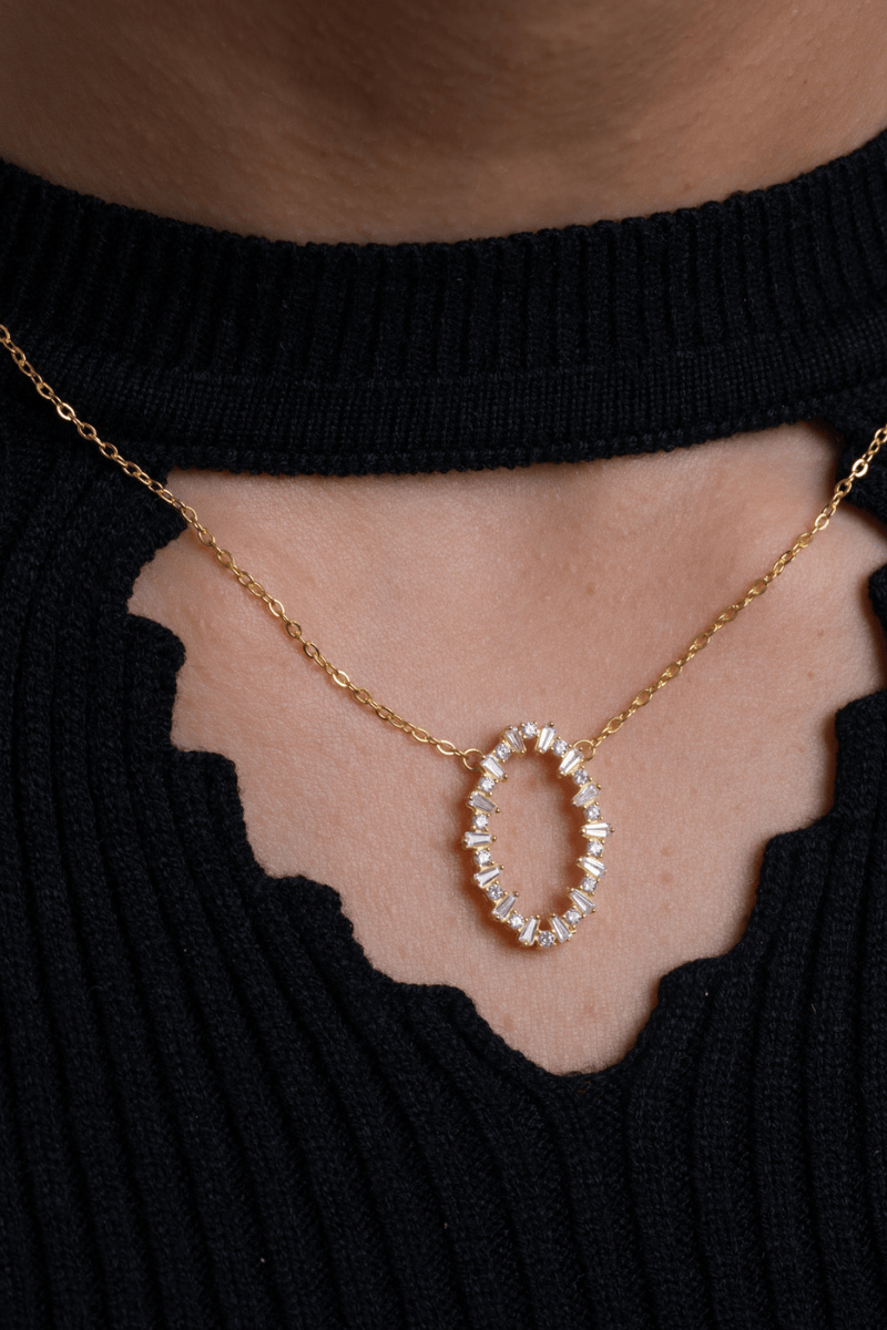 Zircon Oval Gold Plated Necklace