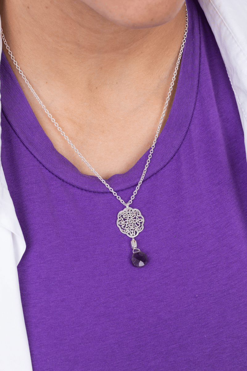 Amethyst Drop Stone Necklace