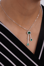 Zircon Oval (06) Green Necklace