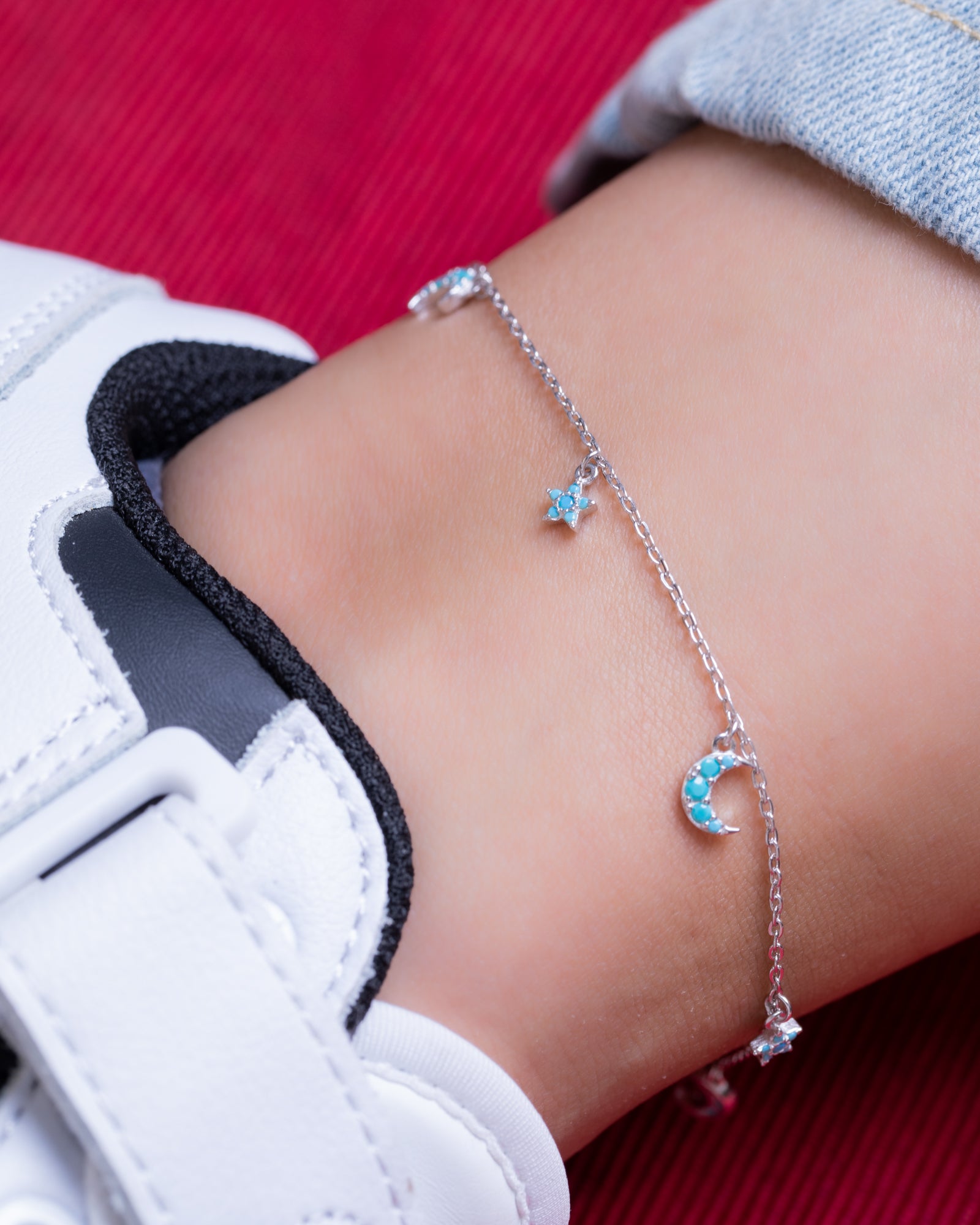 Turquoise Crescent Star (01) Anklet