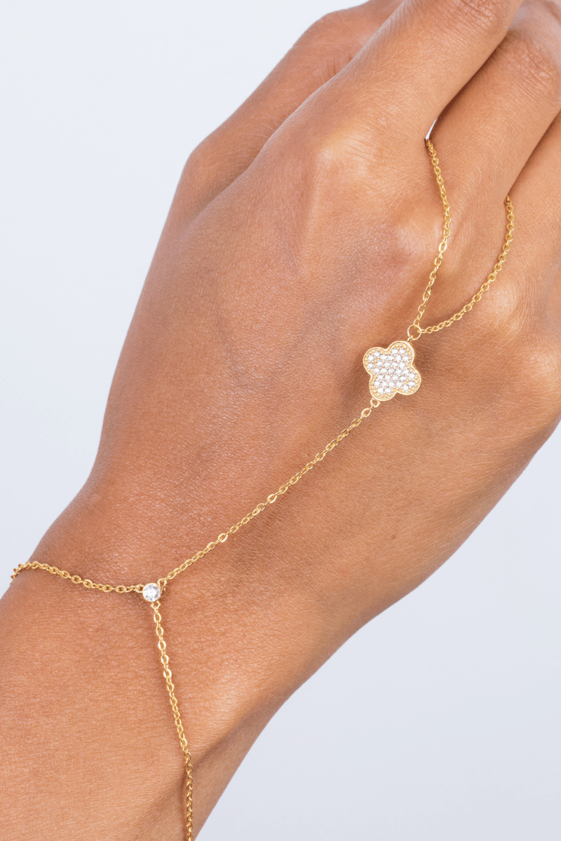Zircon Flower Gold Plated Handchain