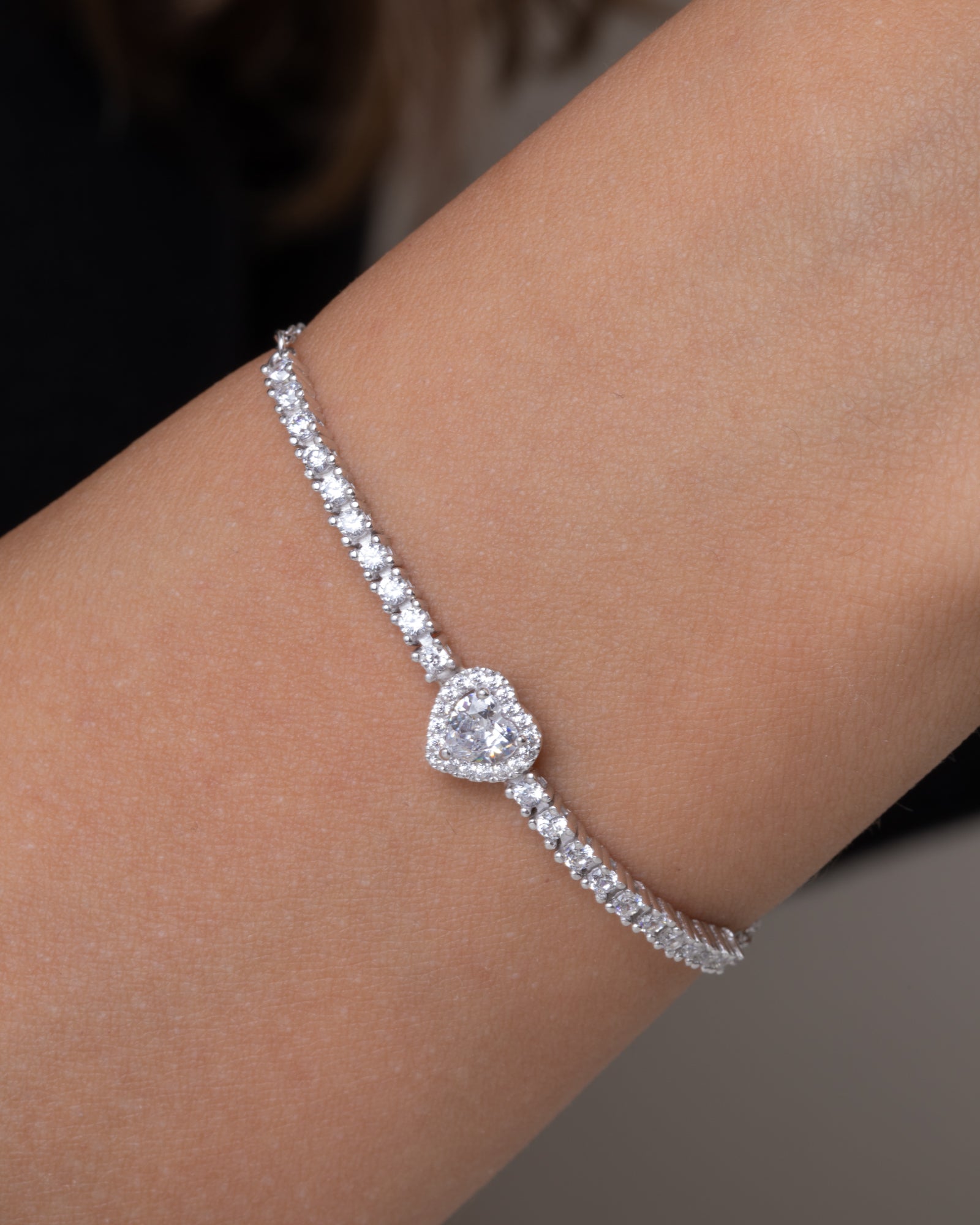Zircon Heart Tennis Bracelet