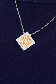 Zircon Allah Hafez Mix Gold Necklace
