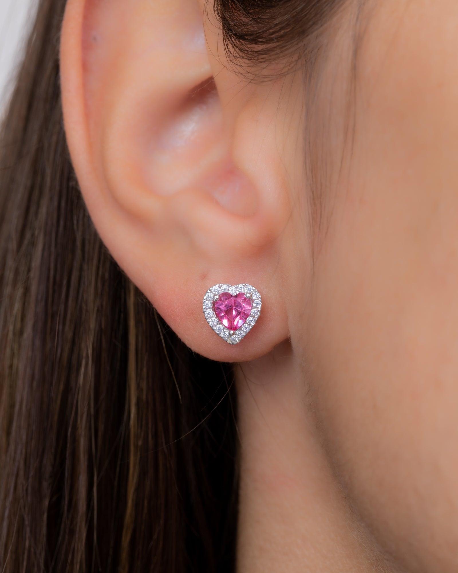 Zircon Pink Heart Earring