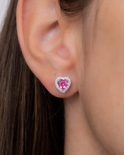Zircon Pink Heart Earring