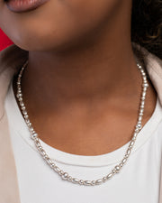 Silver Balls and Oval Necklace