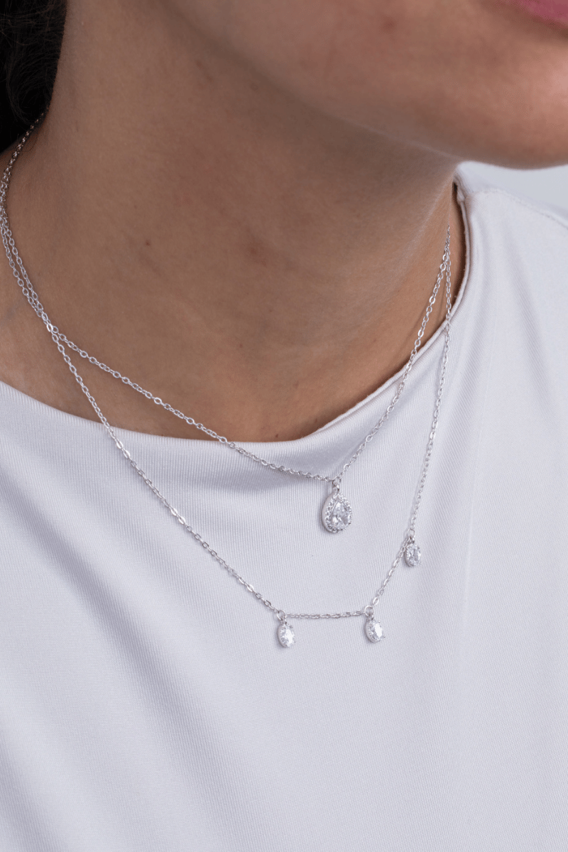 Zircon Oval Double layer (01) Necklace