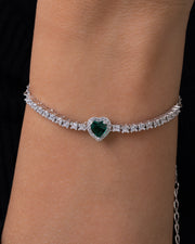 Zircon Green Heart Tennis Bracelet